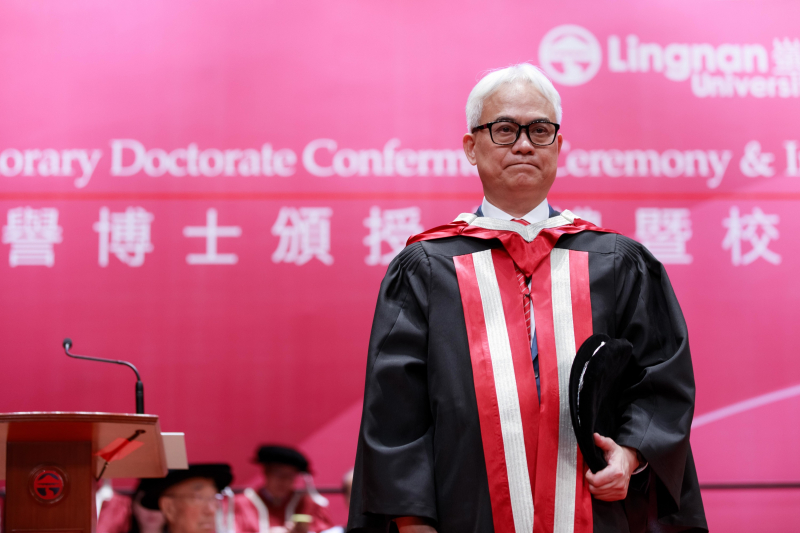Photo of Dr Patrick Wong at the Honorary Doctorate Conferment Ceremony and Installation of President 2023.