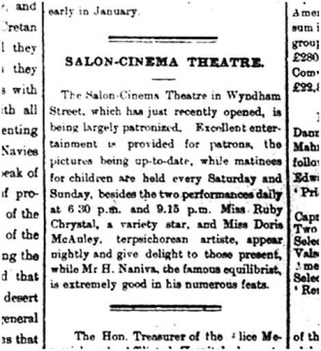 Ad. for Salon-Cinema (China Mail, 30 Dec 1909, 4)