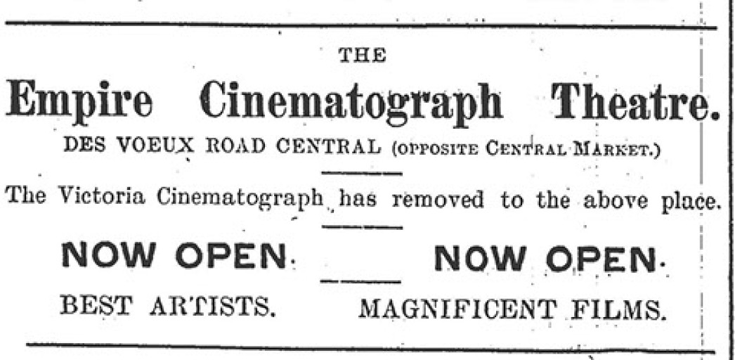 Ad. for Empire Cinematograph (SCMP, 5 Apr 1910, 1)
