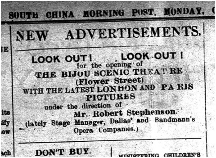 Ad. for Bijou (SCMP, 24 Oct 1910, 3)