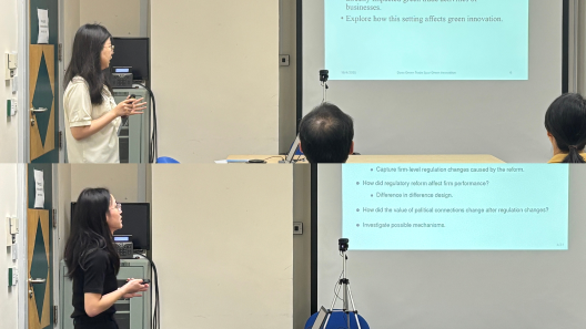 Brownbag Seminar cum Topic Defence and Research Findings Seminars by Ms. GUO Huiyu and Ms. LEI You (ECON PhD Student, Lingnan University) on 16 April 2025