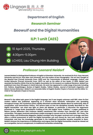 Research Seminar by Prof. Leonard Neidorf