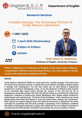 Research Seminar by Prof. Peter D. Mathews
