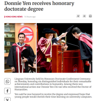 Donnie Yen receives honorary doctorate degree - The Standard （只有英文）