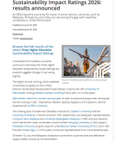 Sustainability Impact Ratings 2026: results announced - Times Higher Education（只有英文）