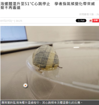 海螺體溫升至51°C心跳停止　學者指氣候變化帶來威脅不再遙遠 - 東網