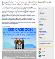 Lingnan Fellow Prof Grossmann attend IEEE CASE 2026, with Prof Grossmann delivering plenary speech - Asia Research News （只有英文）