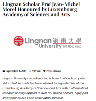 Lingnan Scholar Prof Jean-Michel Morel Honoured by Luxembourg Academy of Sciences and Arts - Education View Magazine