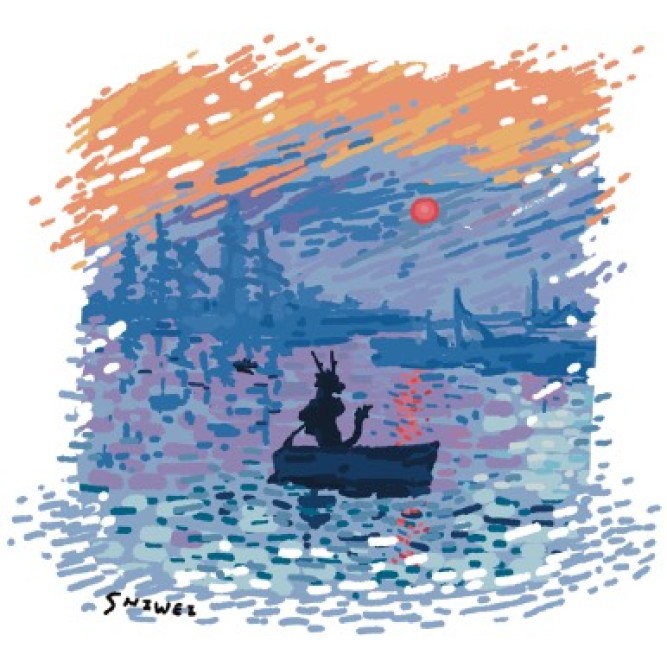 Shiwei combined his knowledge of humanities and art to portray a Chinese dragon – which Monet never saw – in the style of Monet’s “Impression, Sunrise”. (From the 2024 Year of the Dragon Calendar)
