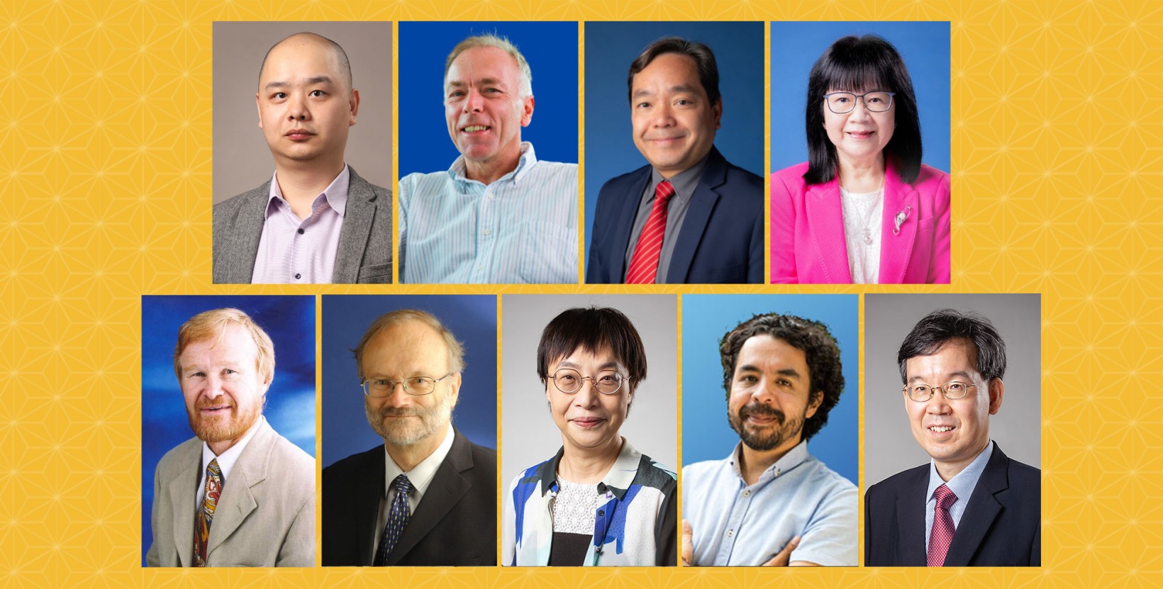 (From top left, clockwise): Prof Xie Haoran, the late Prof Ray Forrest, Prof Joshua Mok Ka-ho, Prof Siu Oi-ling, Prof Li Lianjiang, Prof Roberto Castillo Bautista, Prof Pun Ngai, the late Prof Michael Firth, and Prof Dean Tjosvold