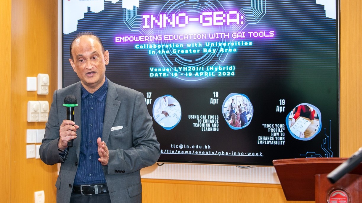 Prof Shalendra Sharma, Associate Vice-President (Academic Quality Assurance and Internationalisation), making a speech.