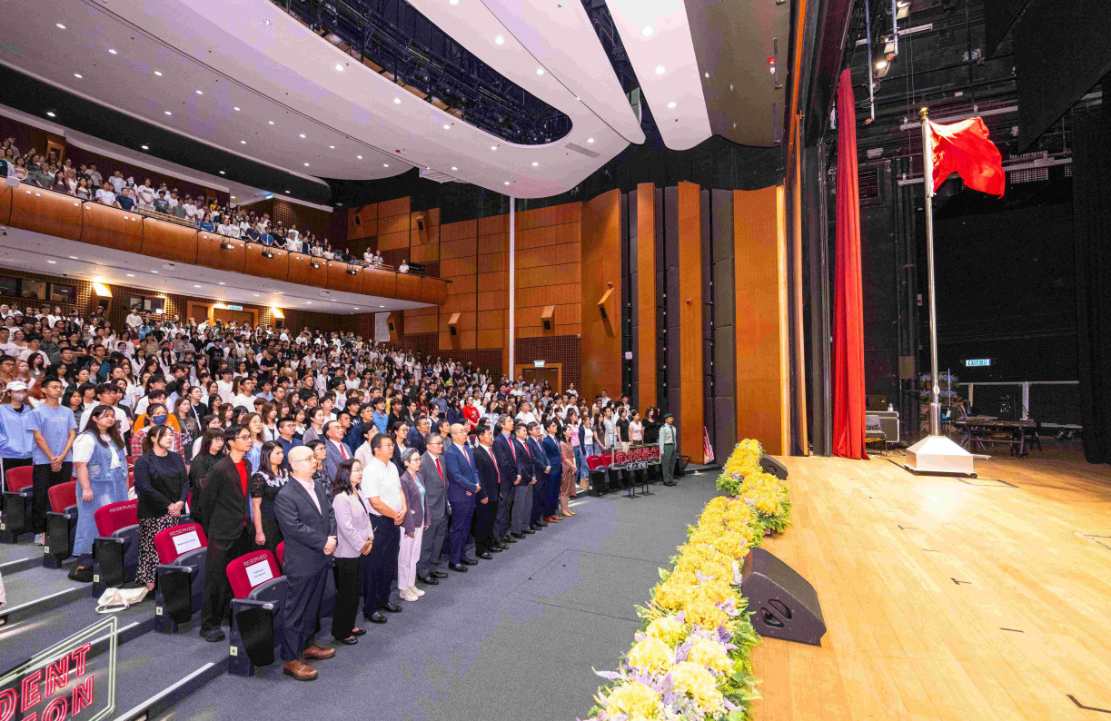 The national flag-raising ceremony is conducted during the Official Welcome.