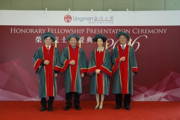 (From left) Honorary Fellows Dr Eddy Li Sau-hung, Mr Chris Yeung Wai-kee, Ms Gigi Tung Oi-lai, Mr Chan Wo-ping.
