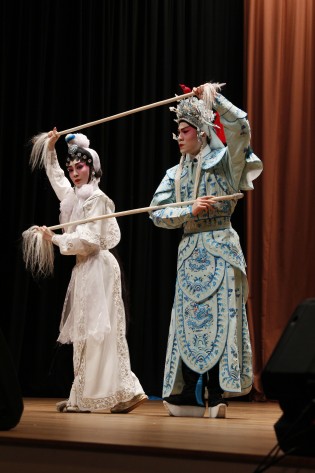 Ms Cheng Nga-ki (left) and Mr Lan Tin-yau perform an excerpt of The Warrior’s Marriage.