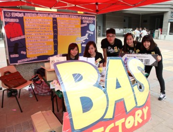 Different student organisations set up booths at Wing On Plaza.