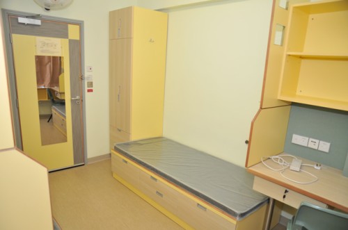 Photo of typical student bedroom of Southern Hostel (A-D) and the Jockey Club Hall (E-F)
