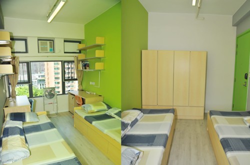 Photo of typical student bedroom (except beddings) in the Jockey Club New Hall (G-H)