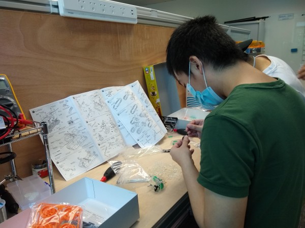 Students working at a workbench