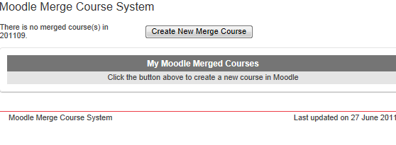 Screenshot of Moodle Merge course system index page