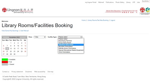 New Room/Facilities Booking System
