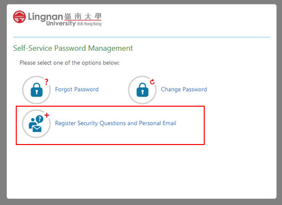 Register Security Questions and Personal Email
