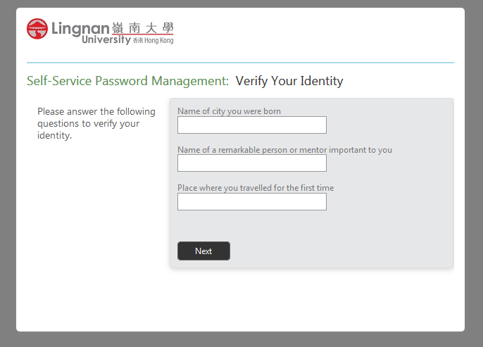 Answer security questions