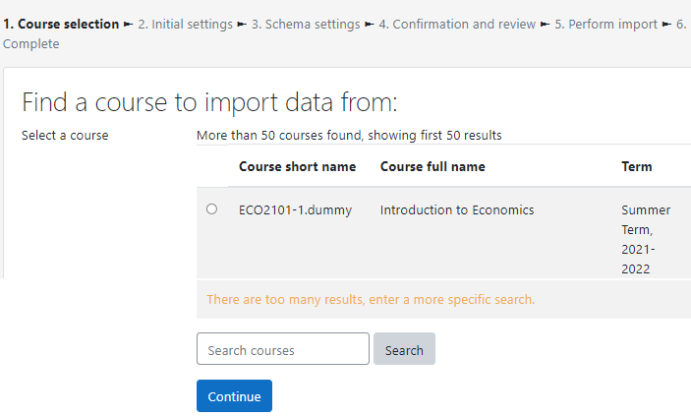 Select the course