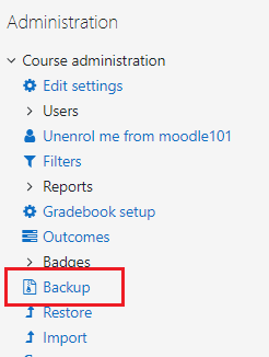 Screenshot of course administration block