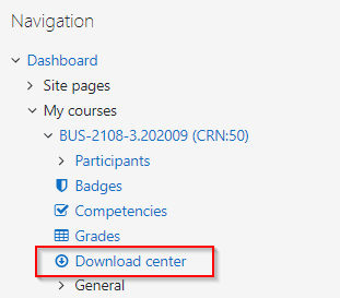 Screenshot of Download center link