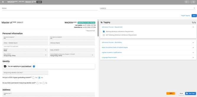 Screenshot of an application in OAS