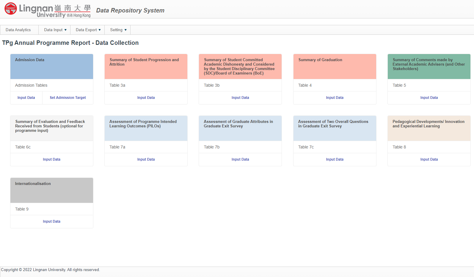 Data Repository System - Data Input