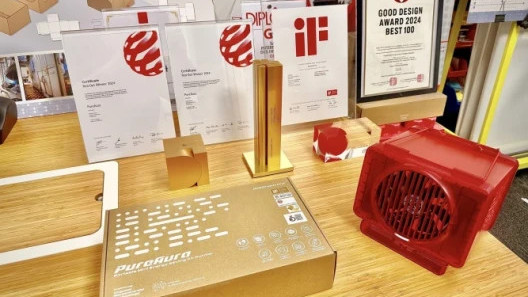 Mini air purifier PureAura received the 2024 Good Design Award Best 100, achieving a Grand Slam of prestigious international design awards