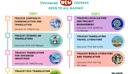 02-08-2023 Discover the latest offerings from the Department of Translation for 2023-24