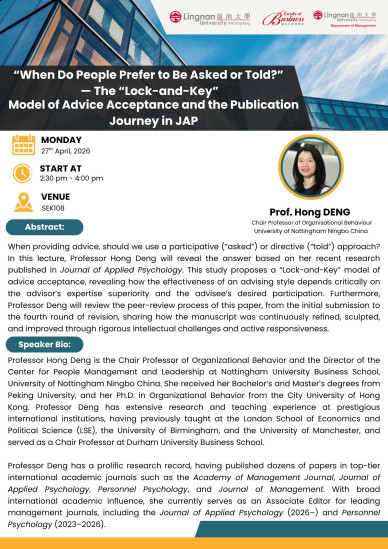 “When Do People Prefer to Be Asked or Told?” — The “Lock-and-Key” Model of Advice Acceptance and the Publication Journey in JAP.