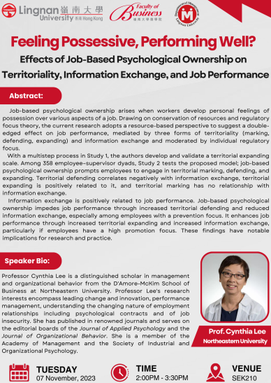 Feeling Possessive, Performing Well? Effects of Job-Based Psychological Ownership on Territoriality, Information Exchange, and Job Performance