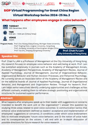 Virtual Workshop: What Happens After Employees Engage in Voice Behavior?
