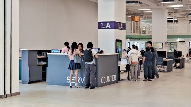 Library Counter with New Directory Signage