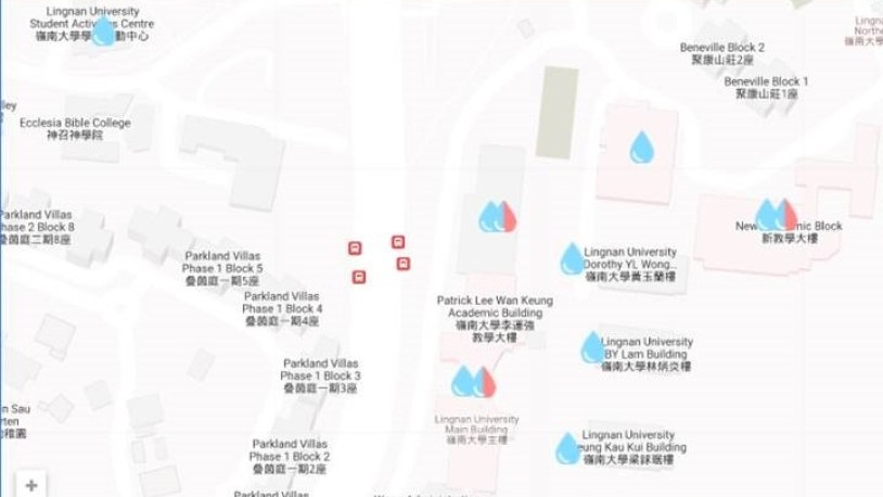 Locations of Drinking Fountains