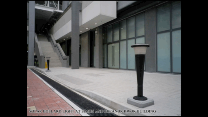 Solar bollard light at Simon and Eleanor Kwok Building