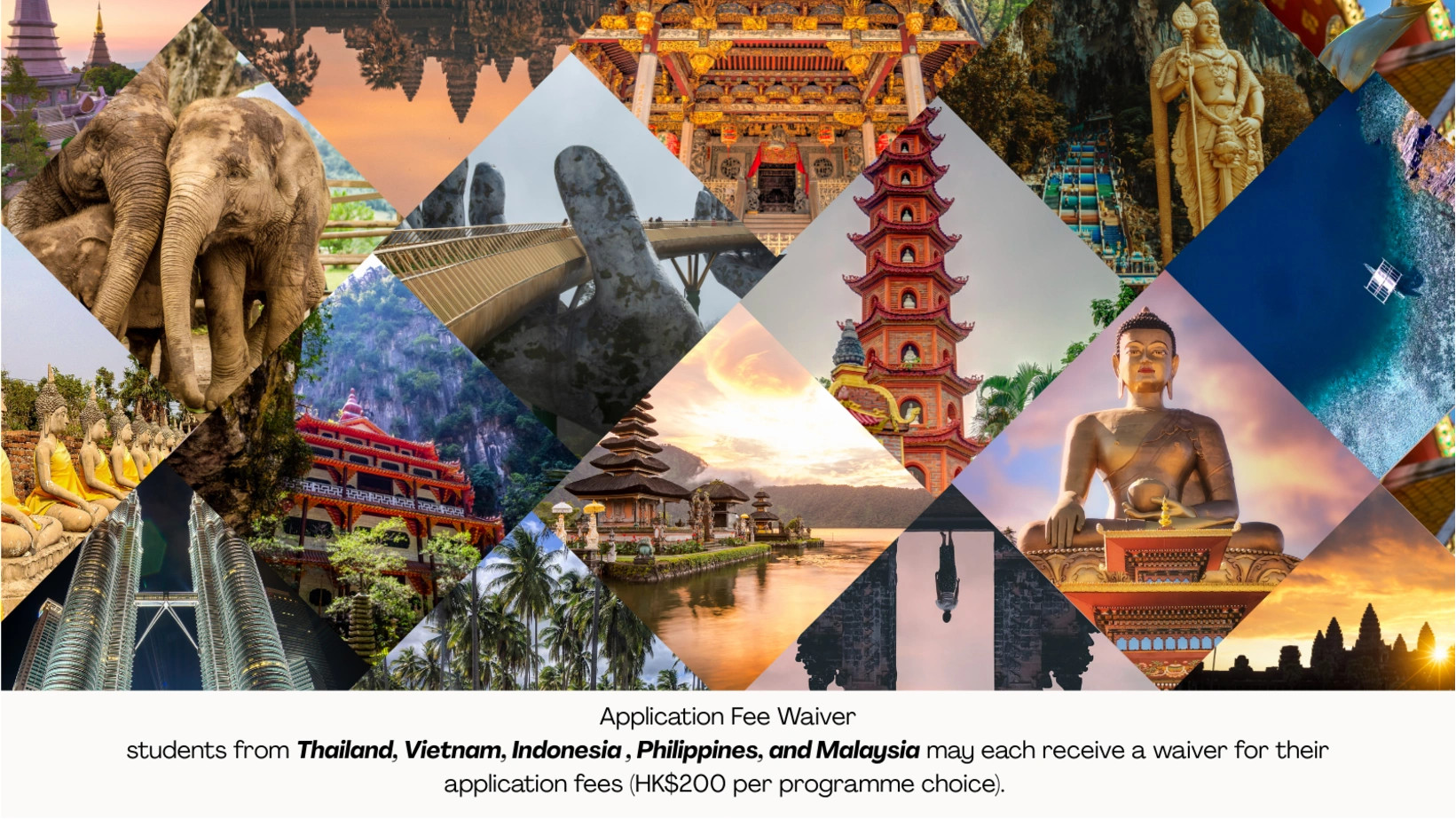 Visual collage showing landmarks from Malaysia, Indonesia, Philippines, Thailand, and Vietnam