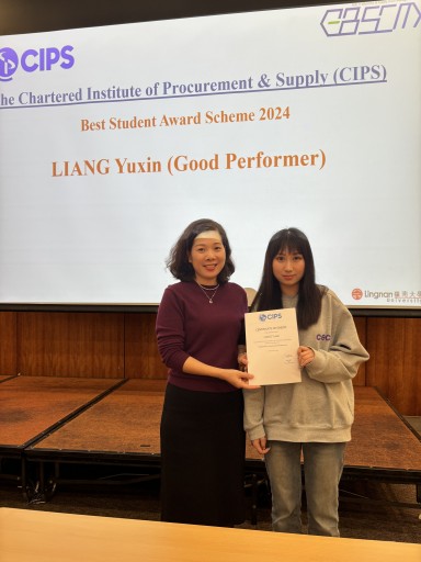 Lingnan University eBSCM Programme Students XING Qi and LIANG Yuxin Win CIPS Best Student Awards 2024