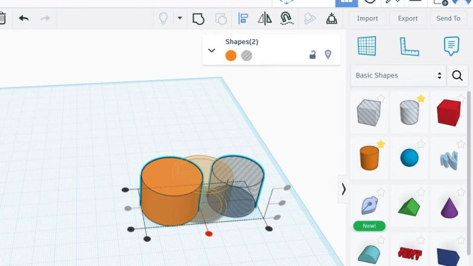 A screenshot of Tinkercad 3D modeling software displaying the modelling process.