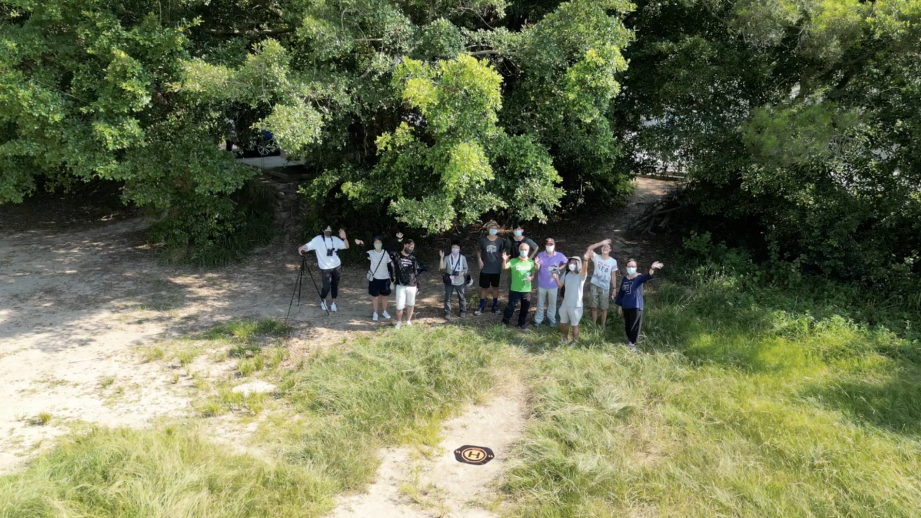 Capturing video footage with a drone.