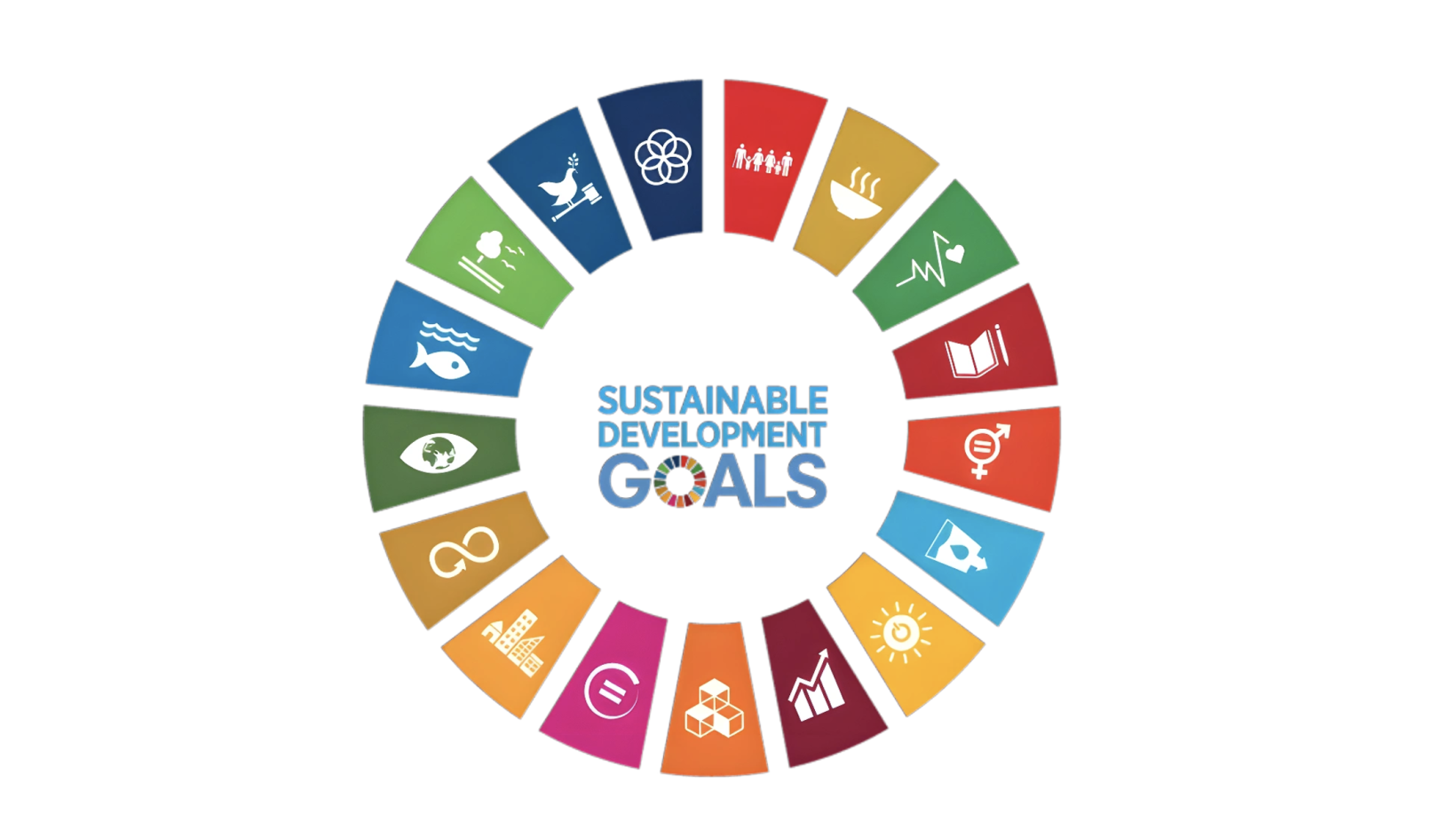 United Nations Sustainable Development Goals (SDGs) wheel logo.