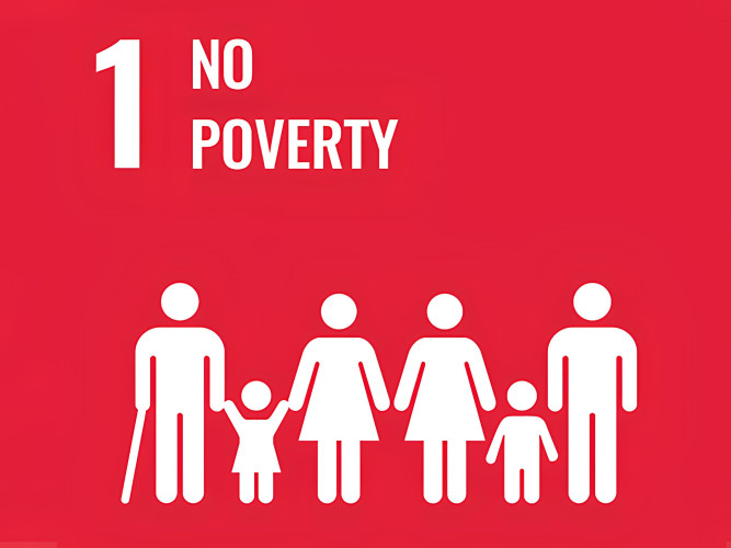 UN Sustainable Development Goal 1: No Poverty official icon.