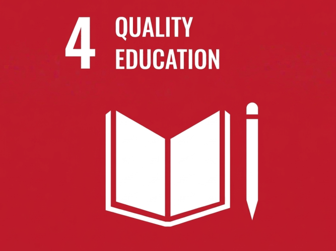 UN Sustainable Development Goal 4: Quality Education official icon.