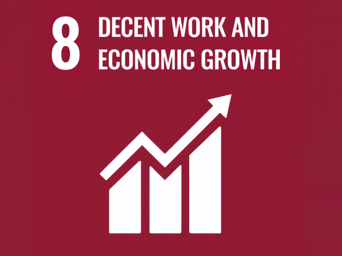 UN Sustainable Development Goal 8: Decent Work and Economic Growth official icon.