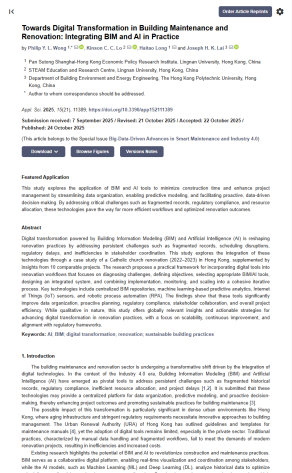Towards Digital Transformation in Building Maintenance and Renovation: Integrating BIM and AI in Practice