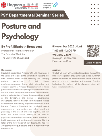 Posture and Psychology by Prof. Elizabeth BROADBENT