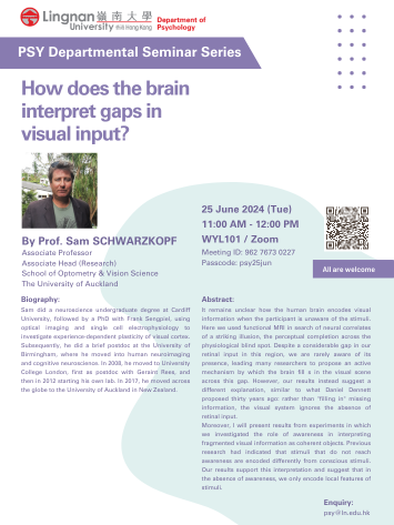 How does the brain interpret gaps in visual input? by Prof. Sam SCHWARZKOPF